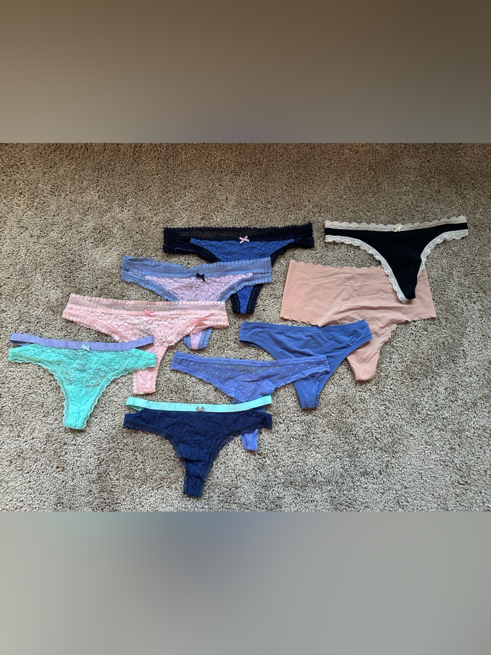 Assorted Women’s Lace and Cotton Thong Bottoms - Multi Color